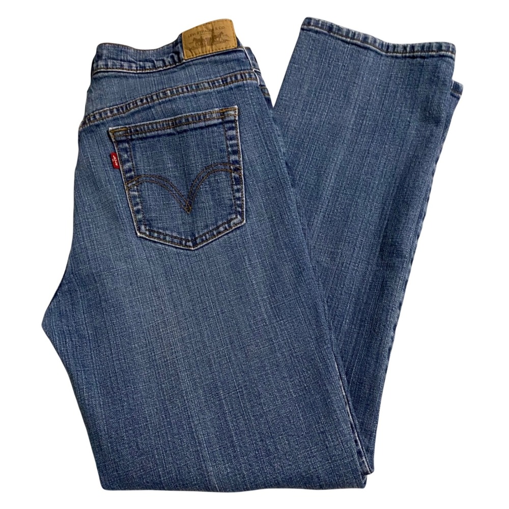 Levis 505 Straight Leg Jeans Womens 10 Short Blue Medium Wash Denim Stretch
Mid